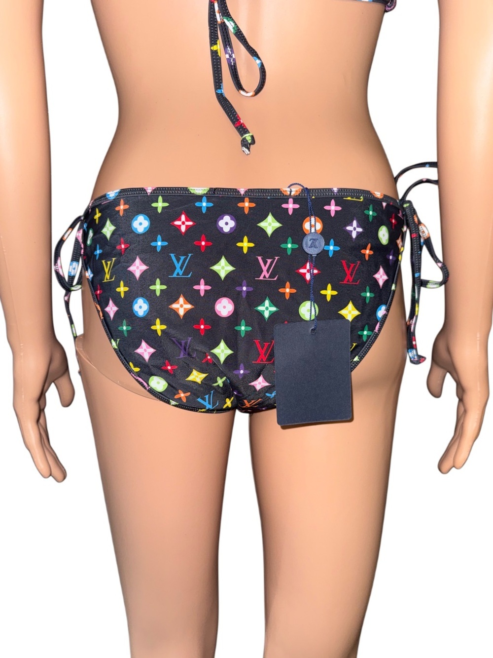 Colorful Monogram Print Triangle Bikini Set - Picture 4 of 6